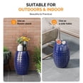 thumbnail image 3 of Hassch 18"H Metal Drum Side Table with Hollow Floral Cut-Out, Round Powder-Coated Iron Patio End Table, All-Weather Indoor Outdoor Accent Table for Living Room Garden Balcony, Blue, 3 of 9