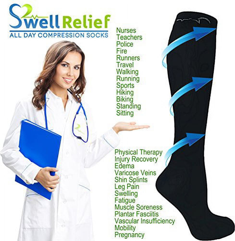 8 Pair Solid Khaki Brown Extra Soft Moderate Graduated Compression 15-20 mmHg. Knee-High Socks, Mens and Womens Comfort Blend. Size: M/L