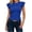 #112-Blue, variant on Summer Sleeveless Tops for Women Form Fitting Solid Color Round Neck Ruffle Cap Sleeve Ribbed Knit Casual Wear