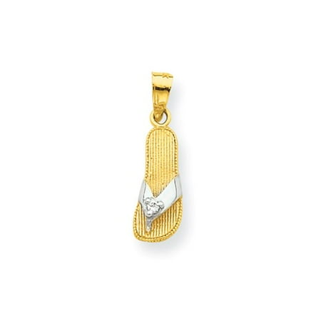 10k Yellow Gold CZ Flip Flop Pendant