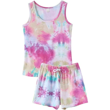 

VENTELAN Women s Pajamas Set Cute Tank and Shorts Set Soft PJS Sleepwear Loungewear M