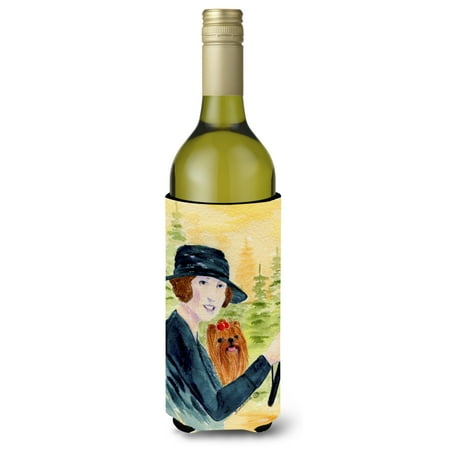 

Caroline s Treasures SS8550LITERK Lady driving with her Yorkie Wine Bottle Hugger Wine Bottle multicolor