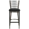 thumbnail image 4 of BizChair Ladder Back Restaurant Barstool, Black Vinyl/Clear Coated Metal (Set of 2), 4 of 12