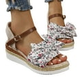 thumbnail image 6 of Women's Summer Floral Wedge Fish-mouth Roman Sandals Sandals for Women White 37, 6 of 8