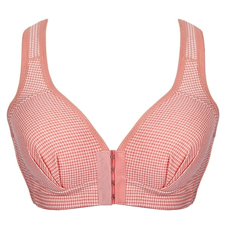 

Bigersell Sports Bra Women Bra Soild Wire Free Underwear 1 Piece Bra Everyday Front Buckle Underwear Big & Tall Size Push up Bra Style 14041 Red 38B