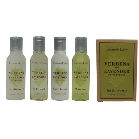 - Crabtree and Evelyn Verbena Travel Set Lotion, Shampoo, Conditioner, Shower Gel, Soap