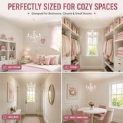 LaLuLa Mini Chandelier for Girls Bedroom, Small Pink and White 5-Light Modern Acrylic Crystal Ceiling Light for Kids Room Dining Room Foyer