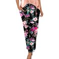 thumbnail image 3 of Women's Pants Summer Loose Classic Style Floral Cropped Trousers with Pockets Hot Pink Casual Yoga Pant L, 3 of 6