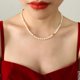 thumbnail image 1 of Elegante collar sencillo que no se decolora con cadena de perlas de agua dulce con costuras y accesorios de acero de titanio chapado en oro de 18 quilates, primera joyería, 1 of 5