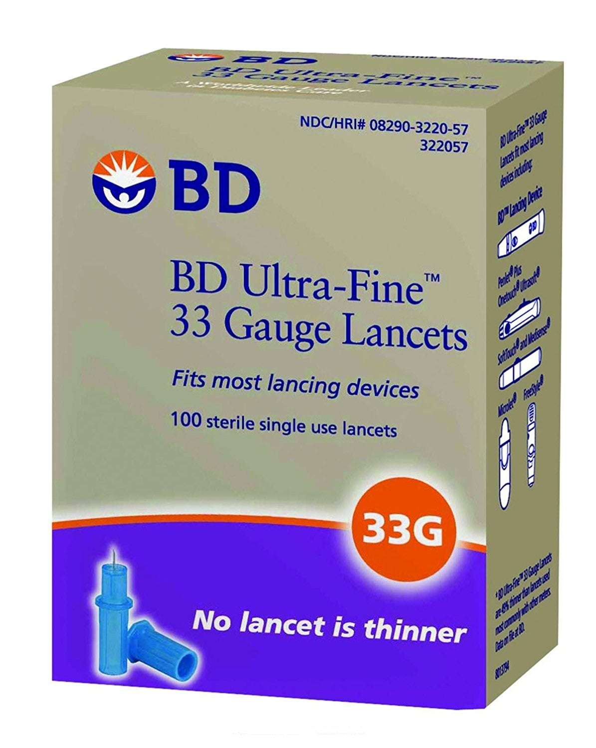 Becton Dickinson UltraFine Lancet 33G (100 count)