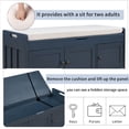thumbnail image 7 of Storage Bench with 3 Shutter-shaped Doors, Shoe Bench with Removable Cushion and Hidden Storage Space - Antique Navy, 7 of 7