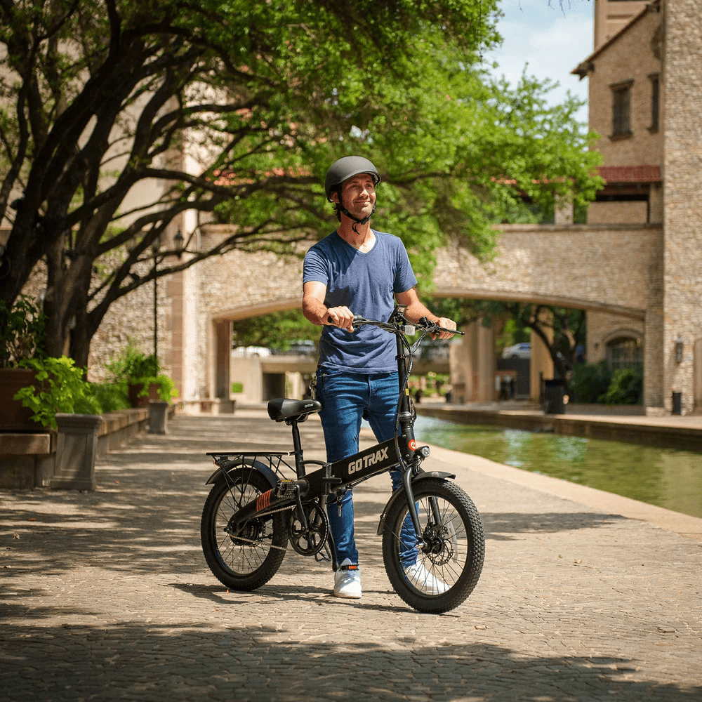 GOTRAX Z4 Lite Portable Folding Power-Assisted Bicycle with 350W Motor 48V Battery 20 x 2.6" Wide Tires, White