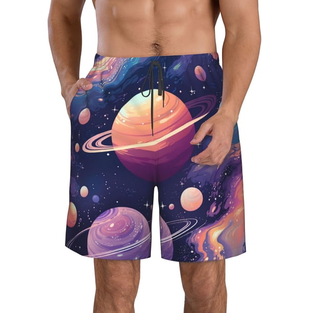 Fotbe Planet Pastel Galaxy Trajes de Baño Estampados para Hombre, Shorts de Verano de Secado Rápido, Ropa de Playa, Bañadores-3X-Large