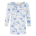 thumbnail image 4 of Craaazy 3/4 Sleeve Tops for Women Loose Fit Crew Neck Vintage Prints Casual T Shirts Plus Size S to 5XL Spring Summer Fall Daily Wear, 4 of 5