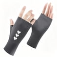 thumbnail image 4 of Bmisegm Gloves for Women Breathable Thin Summer Ice Silk Half Finger Sun Blocking Driving Cycling Outdoor Mittens Dark Gray, 4 of 5