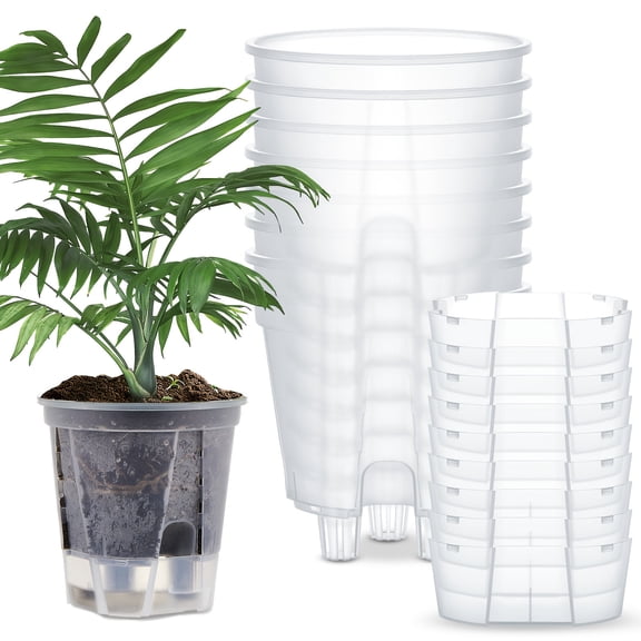 9Pcs Self Watering Pots for Indoor Plants, Clear Plastic Plant Pots Indoor With Drainage, 5.91" Tall Clear Nursery Pots With Drainage, Water Reservoir Indoor Plant Pots for Home Outdoor Planter Use