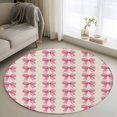 thumbnail image 3 of Pink Bow Round Area&nbsp;Rug 3.3ft Vintage Spring Retro Bow Plaid Linen Texture Farm Non-Slip&nbsp;Washable Circle Rugs Soft Felt Indoor Floor Mat for Bedroom Kitchen Living Room Bathroom, 3 of 9