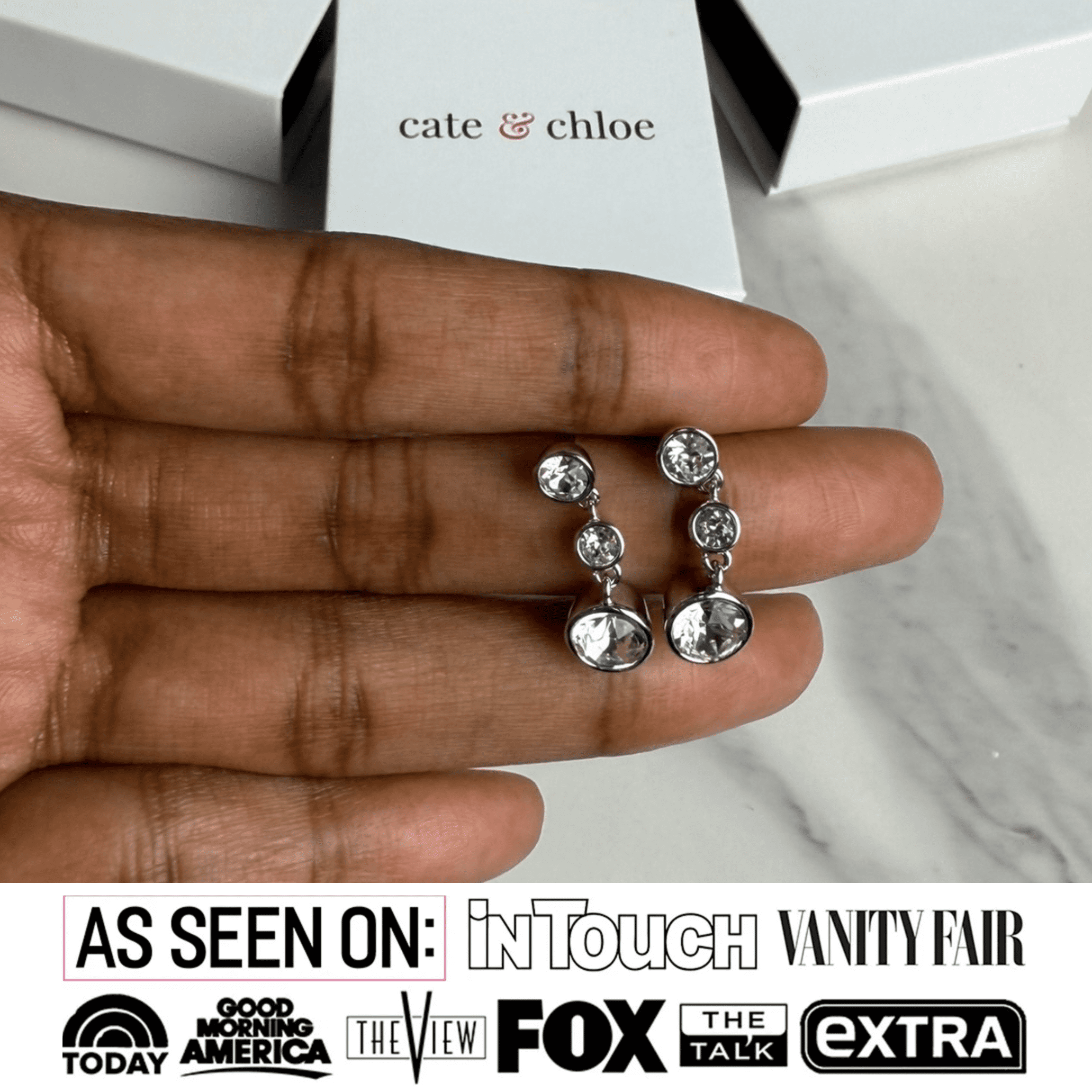 Cate & Chloe Bailey 18k White Gold Plated Dangle Earrings with Swarovski Crystals, Gift for Women