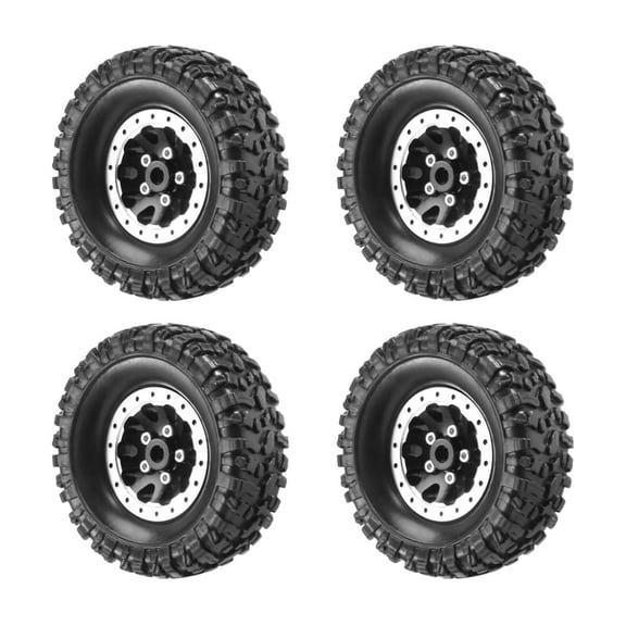 4Pcs Metal Beadlock Wheel Hub Rim and Rubber Tire Set for C14 C24 B14 B24 B36 MN D90 MN99S RC Car Upgrade Parts,2