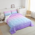 thumbnail image 3 of Feelyou Glitter Dreamy Stars Bedding Comforter Set for Kids, Purple Blue Rainbow Twin Comforter Sets, Cartoon Starry Sky Reversible Bedding Set, Breathable Home Decor, 2-Piece, 3 of 8