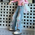thumbnail image 6 of SXcggal Girls Jeans Pants Wide Leg Denim Pant High Waist Elastic Band Casual With Pockets Kids 6 14Y Casual Loosw Cozy Girl Children's Trousers, 6 of 7