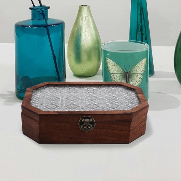 FRCOLOR MLINS Wooden Jewelry Box With Hinged Lid 1 Set Makeup Storage Desk Organizer Vanity Decorative Small Wooden Box For Home Keepsake Storage