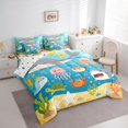 thumbnail image 2 of Manfei Cartoon Ocean Twin Bedding, Kawaii Whale Shark Bedding Comforter Set, Bright Blue, Polkadot Reversible, 7-Piece, 2 of 6