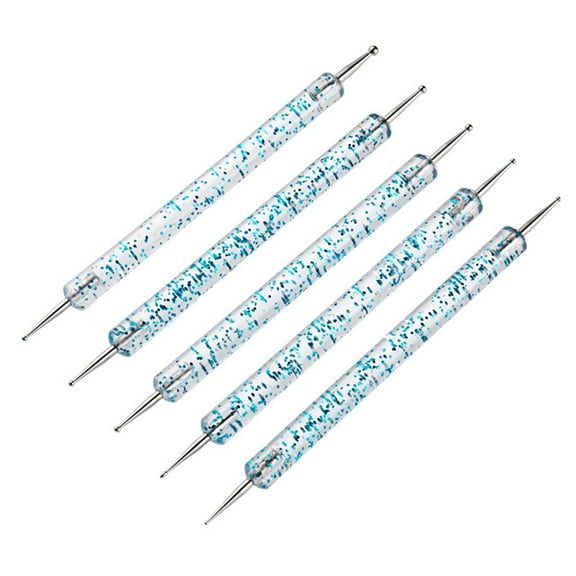 UDIYO 5Pcs/Set Nails Art Dotting Pens Double Head Glitter Handle Professional Rhinestones Picking Tool Nail Design Multifunctional DIY Acrylic Drawing Liner Manicure Tools for Nail