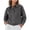 Gray, variant on Women’s Cropped Denim Blouse Lapel Zip Up Drop Shoulder Tops Vintage Versatile Streetwear with Pockets