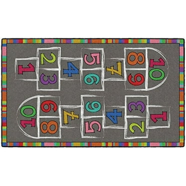 Flagship Carpets Hopscotch Rainbow Numbers Children's Classroom or Play Room Activity Area Rug, 3'x5', Rectangle