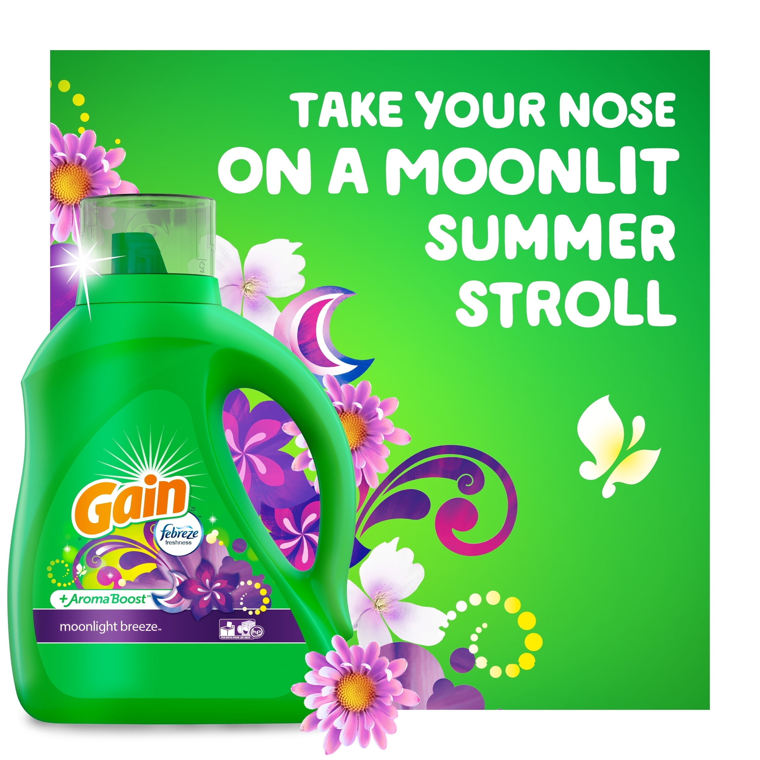 Gain Moonlight Breeze He, 64 Loads Liquid Laundry Detergent 100 fl oz