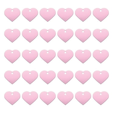 Heart Stamping Blank Tags, Aluminum Blank Dog ID Tag Pink Engraving Tag for Necklace Bracelet Making,30pcs