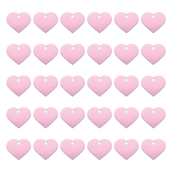 Heart Stamping Blank Tags, Aluminum Blank Dog ID Tag Pink Engraving Tag for Necklace Bracelet Making,30pcs