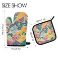 thumbnail image 2 of Yayeee Oven Mitts and Pot Holder Set of 4 Heat Resistant Kitchen Gloves Baking Hot Pad, Yellow Floral Wave, 2 of 5