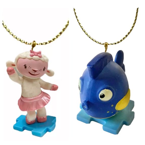 Squeakers Fish & Lambie Lamb PVC Ornament Figure Doc McStuffins Figurine Charm New