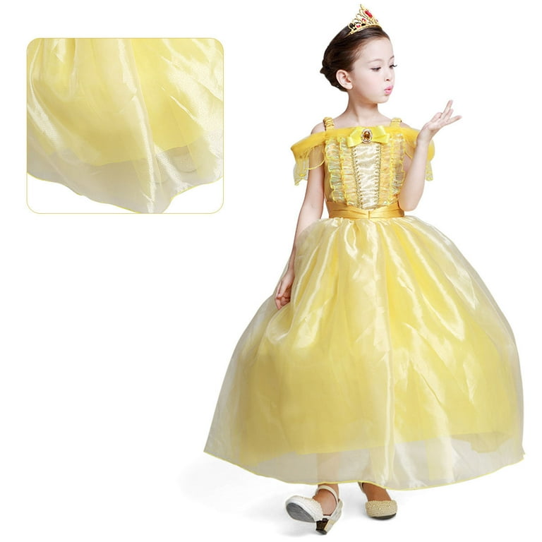 princess with a white dress Elegant White Girl Dress Sequined Beading Princess Gown for Kids J256 White / child-10