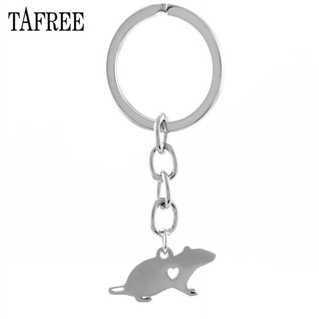 TAFREE-llavero con colgante de ratón para niños, soporte de llavero de acero inoxidable, regalo personalizado, colgante de bolsa, SKU35