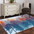 thumbnail image 3 of Boho Forest Silhouette Area Rugs 3'x5', Washable Small Throw Rugs for Living Room Bedroom, Retro Abstract Forest Trees Blue Indoor Outdoor Rug Non-Slip Low Pile Carpet Runner Reversible Floor Mats, 3 of 8