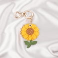 thumbnail image 3 of Sunflower Keychain Compatible with AirTag, Cute Leather Keychain Holder Flower Keyring Cover Leather Sunflower Keychain Case Sunflower Keychain Charm for Wallet Key Chain Accessories, 3 of 7