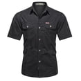 thumbnail image 2 of 2022 New Summer Denim Short Sleeve Men Shirts 100% Cotton Army Military Casual Shirts Outdoor Hiking Fishing Clothing Plus Size, 2 of 5