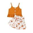 thumbnail image 2 of 2Pcs Kids Clothes Outfit Girl Printed Shorts Pants Summer Outfit Baby Ruffle Top Button Vest, 110cm, 2 of 7