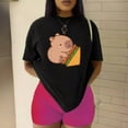 thumbnail image 3 of Playera Blusa De Capybara Comiendo Sandwich Ropa Divertida Para Mujer Capibara Color Negro Talla Grande Marca Emil SaEs, 3 of 4