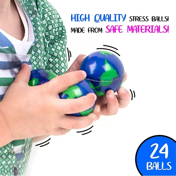 Lot en vrac de 2 douzaines de balles anti-stress du monde Jouets de  soulagement du stress de la terre Boules éducatives thérapeutiques 24 Globe  Squeeze 2  Balles anti-stress - - 
