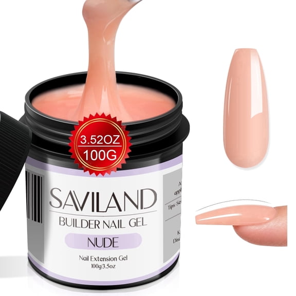 Saviland 100g Nude Builder Gel for Nails - Large Capacity UV Harden Builder Gel for Natural Nails Extension