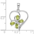 thumbnail image 3 of Sterling Silver Rh Plated Peridot And Diamond Butterfly Heart Pendant (25 X 18) Made In India qdx806, 3 of 5