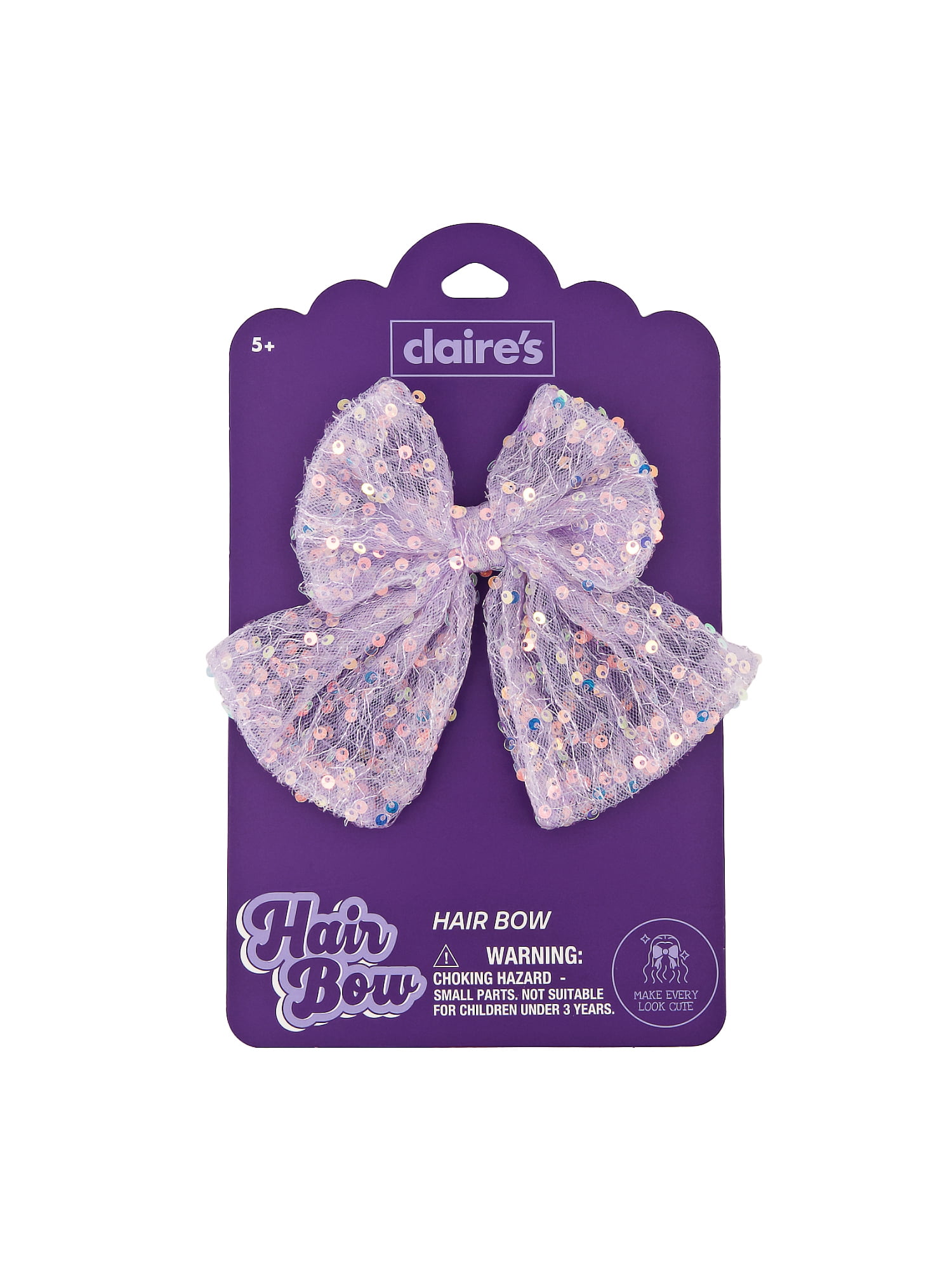 Claire's Hair Jumbo Sequin Bow - Purple - Walmart.com