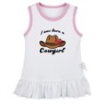 thumbnail image 2 of iDzn I Was Born A Cowgirl Funny Dresses For Baby, Newborn Babies Skirts, Infant Princess Dress, 0-24M Kids Graphic Clothes (White Sleeveless Dresses, 0-6 Months), 2 of 4