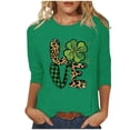 thumbnail image 2 of GaThRRgYP Womens Blouse and Tops Dressy,Fall Winter Tops,Women's St. Patrick's Day Printed Crew Neck 3/4 Sleeve T-Shirt Loose Tops Green L, 2 of 4