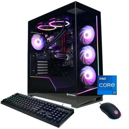 CyberPowerPC Gamer Xtreme Gaming Desktop Liquid Cooled Intel Core i7-14700KF NVIDIA GeForce RTX 4070 12GB 32GB DDR5 1TB SSD Black (2024)