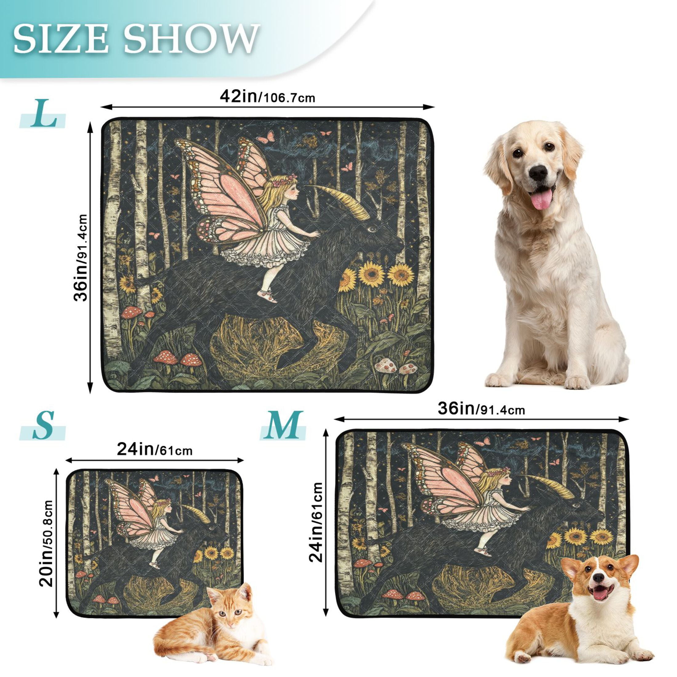 Qxltty Butterfly Wizard Cat litter Pads Pet Set of 3 Diaper Mats Center Anti-leakage Layer Absorbent Soft and Comfortable